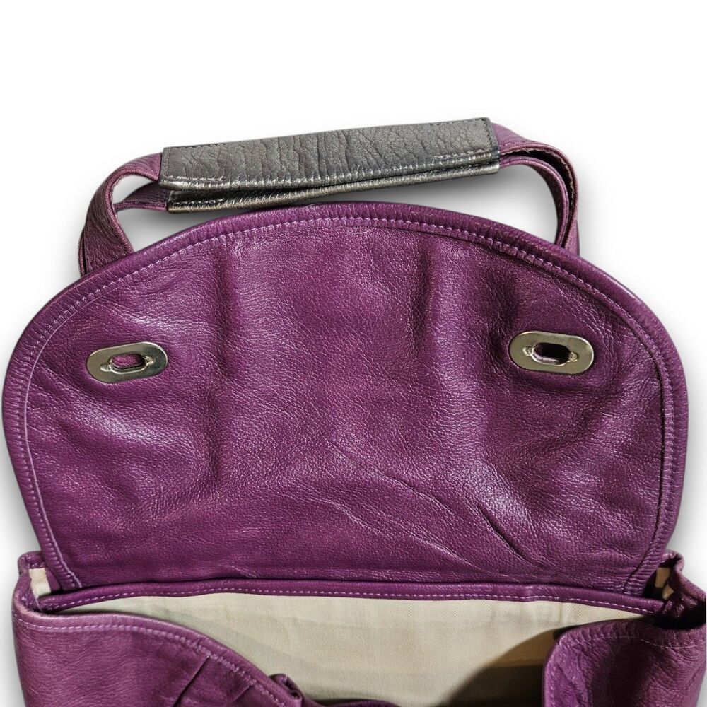 See By Chloe XL Purple Orchid & Gunmetal Leather Vintage Y2K Shoulder Bag, VGUC - Picture 9 of 12